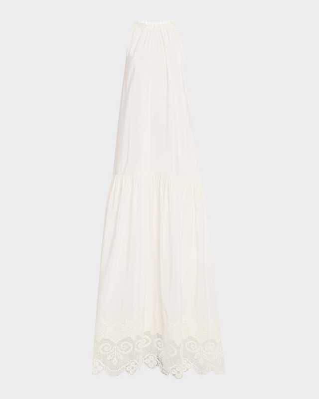 Teri Lace-Trim Halter Maxi Dress